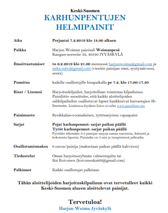 Karhunpentujen helmipainit 7.2.2020 klo 18 alkaen