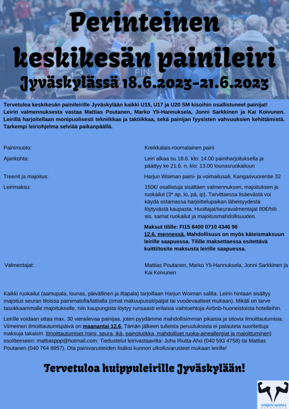 Perinteinen keskikesän painileiri 18.6-21.6