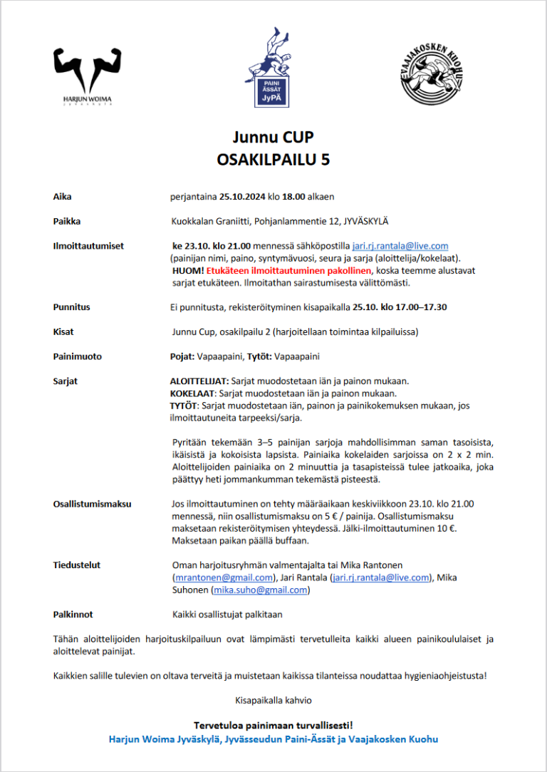 Junnu Cup osakilpailu 5 Kuokkalan Graniitissa 25.10