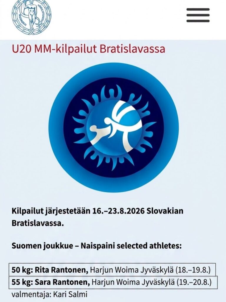 Rita ja Sara valittu edustamaan U20 MM-kisoihin Slovakiaan